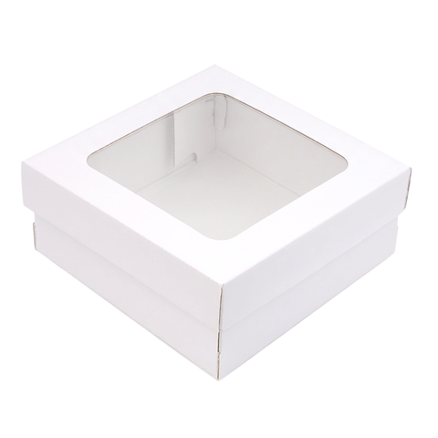 Коробка для кейтеринга 20x20x8 см, белая с окном