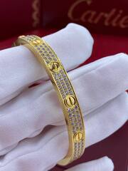 Браслет LOVE с отверткой в обсыпке из цирконов, в люксовом качестве yellow/white VGOLD