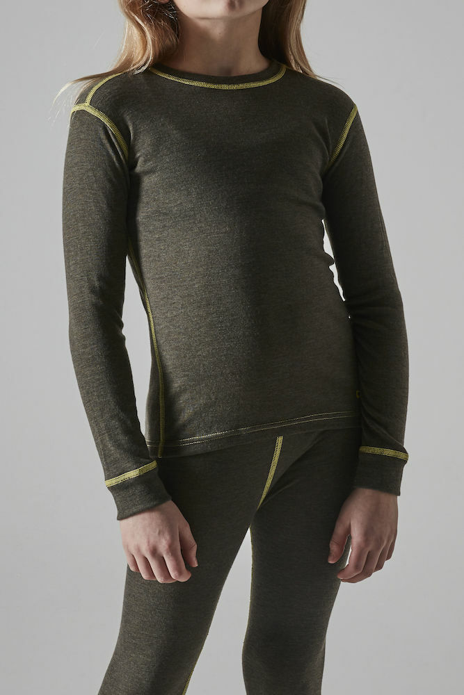 Детский комплект термобелья Craft Core Wool Merino темно-оливковый меланж - 4