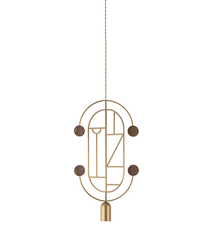 Фото: Подвесной светильник NOMON HOME WOODEN DOTS, CONF. 5, GOLD/WALNUT - основной вид