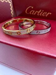 Браслет LOVE с отверткой в обсыпке из цирконов, в люксовом качестве yellow/white VGOLD