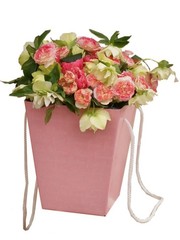 Коробка для цветов, Розовая, 12,5*18*22,5 см, 1 шт.