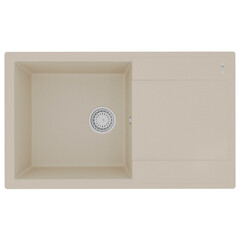 Lemark 9910032 Кухонная мойка Lemark IMANDRA 840 врезная прямоугольная с крылом из кварцгранита цвет: Бежевый фото