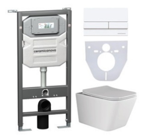 Ceramica Nova CN3007_1002W_1000 Комплект: Подвесной унитаз + Шумоизоляционная панель для инсталляции + Система инсталляции для унитазов с кнопкой смыва