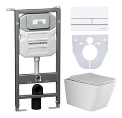 Ceramica Nova CN3007_1002W_1000 Комплект: Подвесной унитаз + Шумоизоляционная панель для инсталляции + Система инсталляции для унитазов с кнопкой смыва фото