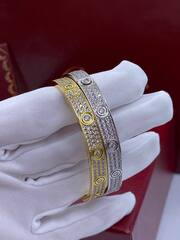 Браслет LOVE с отверткой в обсыпке из цирконов, в люксовом качестве yellow/white VGOLD