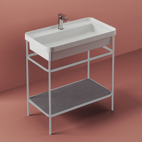 ArtCeram FUORI SCALA ACA056 05 bi matt Металическая структура 40x57хh83см для раковины Fuori Scala rettangolare 60, цвет: белый матовый