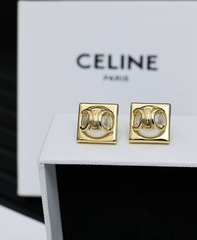 Серьги пусеты квадратные CELINE в форме лого качество lux