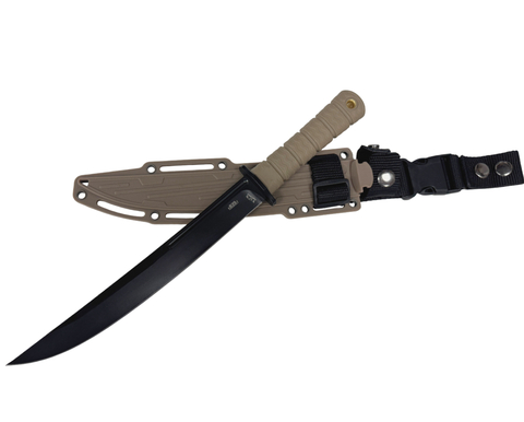 Нож туристический K839-1 VN PRO, сталь AUS8 титановое покрытие, рукоять Кратон, бежевый MOLLE