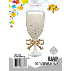 Шар К Фигура, Бокал шампанского с бантиком, 38