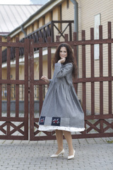 Красная клюква. Платье женское льняное с вышивкой PL-422650
