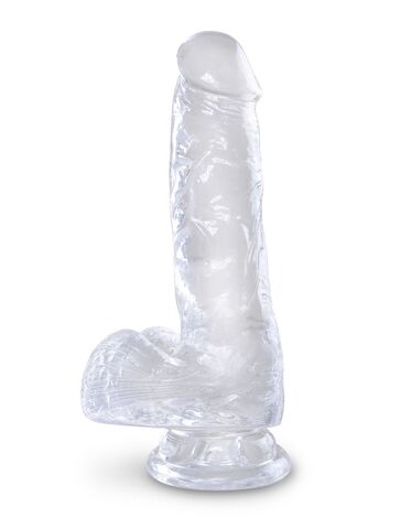 King Cock Clear 6 Cock with Balls Прозрачный фаллоимитатор с мошонкой на присоске