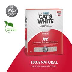 Cat's White BOX комкующийся наполнитель натуральный без ароматизатора для кошачьего туалета 6 л