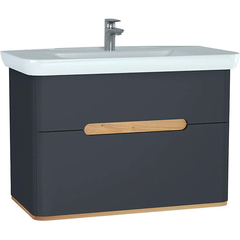 Vitra Sento 60838 Тумба с раковиной, с 2 ящиками, 100 см, с LED подсветкой, цвет матовый антрацит (ножки 61069 заказываются отдельно) фото