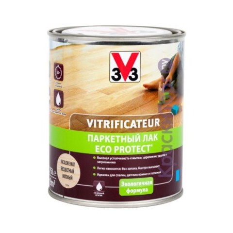 Лак для паркета V33 Eco Protect глянцевый / В33 Эко Протект