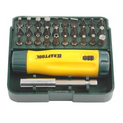 KRAFTOOL Kompakt-32, 32 предм., с насадками, реверсивная отвертка (26142-H32)