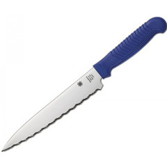Фото Нож кухонный универсальный Spyderco Utility Knife K04SBL, сталь MBS-26 Serrated (SpyderEdge) 16.5 см, рукоять полипропилен, синий