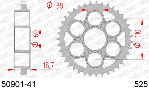 50901-41 звезда задняя (ведомая) стальная , 525, AFAM