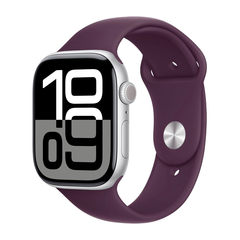 Умные часы Apple Watch Series 10 GPS, 46mm, Silver Aluminium Case with Sport Band M/L, Plum (Серебристый)