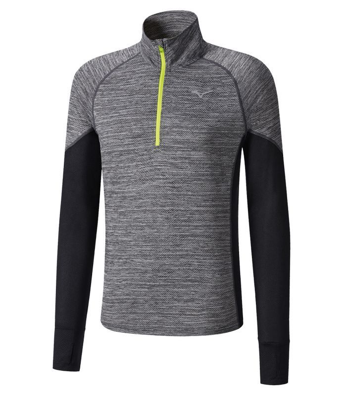 Беговая рубашка мужская Mizuno Alpha Ls Hz серая-черная