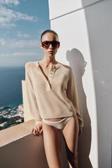 ZARA СВИТЕР С ПУГОВИЦАМИ, ЭКРЮ