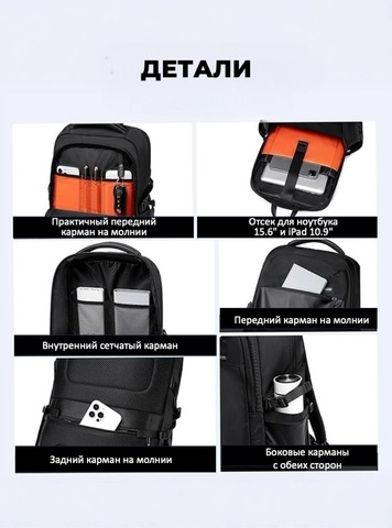 Картинка рюкзак городской Golden Wolf GB00916 Black - 4