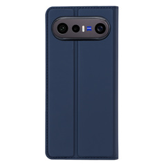Чехол книжка из кожи синего цвета для Vivo X300 FE 5G (S50 Pro mini), серия Skin Pro Series от Dux Ducis