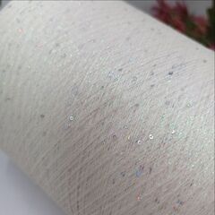 Sequin Lurex люрекс с пайеткой 3000м/100гр 012 Экрю, гаалографический люрекс, пайетка галографическая