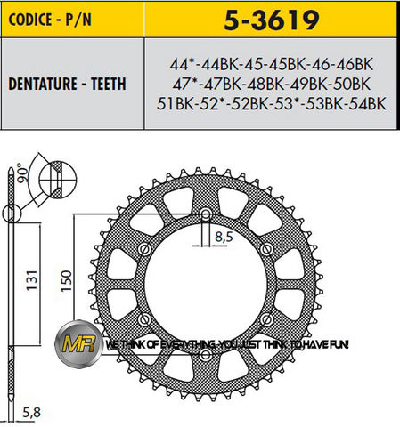 Звезда задняя ведомая Sunstar 5-3619-51BK JTR460-51 JTA460BL
