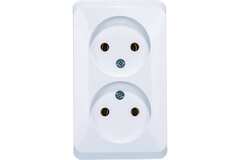 Schneider Electric ЭТЮД Белый Розетка 2-местная открытая установка без заземляющих контактов PA16-005B