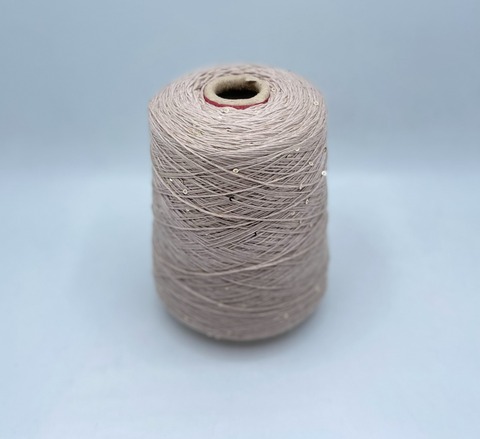 Бобинная пряжа (пр.Италия).art-Paillettes 500/100гр, 100%Меринос+пайетка, цвет-Бежевато-розовый, арт.27597