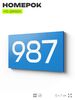 Номер на дверь 987, табличка на дверь для офиса, квартиры, кабинета, аудитории, склада, голубая 120х70 мм, Айдентика Технолоджи