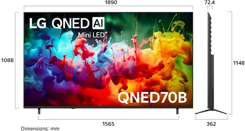Телевизор LED LG 85" 85QNED70B6A черный титан 4K Ultra HD 60Hz DVB-T DVB-T2 DVB-C DVB-S DVB-S2 USB WiFi Smart TV