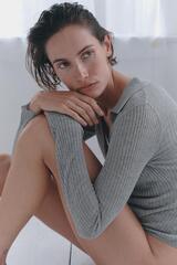 ZARA ТРИКОТАЖНОЕ БОДИ НА ПУГОВИЦАХ, СЕРЫЙ