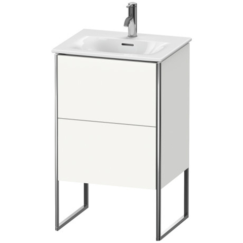 Duravit XSquare XS452102222 Тумба напольная под раковину # 234453, 2 яшика, встроенные ножки с регулировкой по высоте, 592x510x418мм, цвет White High Gloss