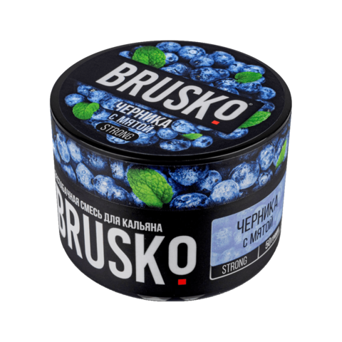 Бестабачная смесь для кальяна BRUSKO 50г STRONG - Черника с мятой