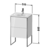 Duravit XSquare XS452102222 Тумба напольная под раковину # 234453, 2 яшика, встроенные ножки с регулировкой по высоте, 592x510x418мм, цвет White High Gloss