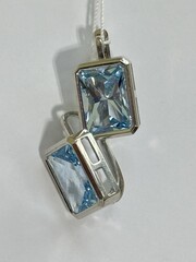 Багет топаз (серьги из серебра)