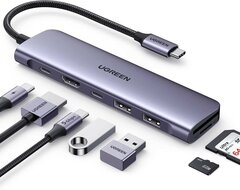 Хаб USB-C UGREEN CM195 (15214) USB-C Converter, Space Gray