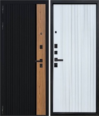 Входная дверь YoDoors-14 Черная шагрень/Орех каньон коньяк - Velluto Bianco