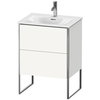 Duravit XSquare XS452202222 Тумба напольная под раковину # 234463, 2 яшика, встроенные ножки с регулировкой по высоте, 592x610x478мм, цвет White High Gloss