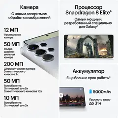 Смартфон Samsung Galaxy S25 Ultra 5G 12/256 ГБ, Titanium Whitesilver (Cеребряный Титан)