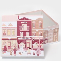 Коробка одиночная, Квадрат, Happy New year, см, 1 шт.21,5*21,5*12