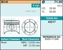 Поршень двигателя TEIKIN 42217 0.50 (4шт/упак)