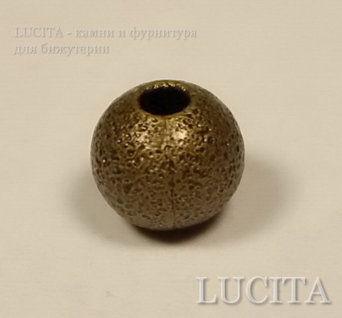 Бусина "Сахарный шарик" 6 мм (цвет - античная бронза), 10 штук ()