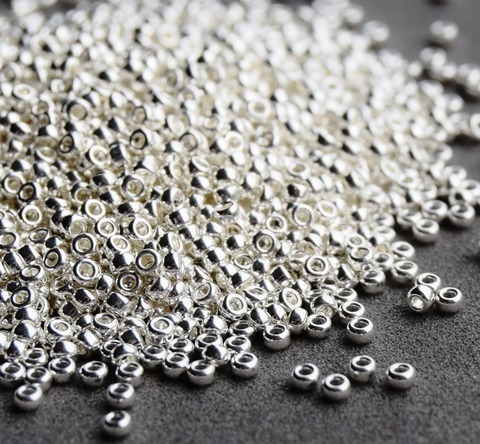 15/0 RR-0961 Бисер круглый Миюки Светлое сербро /Miyuki round 15/0 Bright sterling silver plated