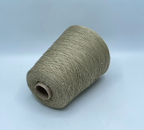 Бобинная пряжа, Cotone Paillettes, 450м, 97% Хлопок, 3% Полиэстер(пайетка), Фисташка. 40710