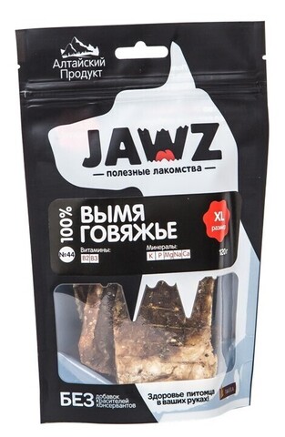JAWZ лакомство для собак вымя говяжье №44 размер XL 120г
