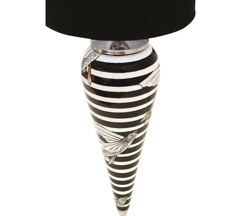Ceramic wall lamp with black shade Flying Fish collection