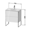 Duravit XSquare XS452302222 Тумба напольная под раковину # 234473, 2 яшика, встроенные ножки с регулировкой по высоте, 592x710x478мм, цвет White High Gloss